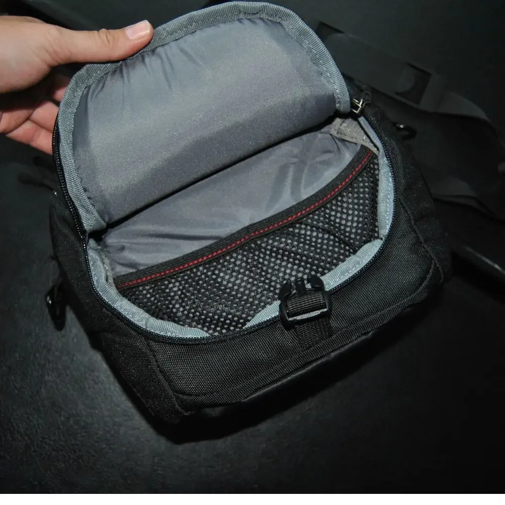 Precision Small Black & Red Camera Bag w/ Rain Cover
